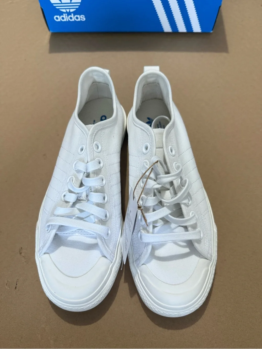adidas White Canvas Low-Top Sneakers with Gum Outsole
